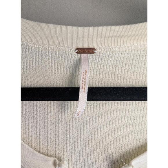 Free People Long Sleeve Thermal Top with Lace Detail Size Small - Picture 2 of 7